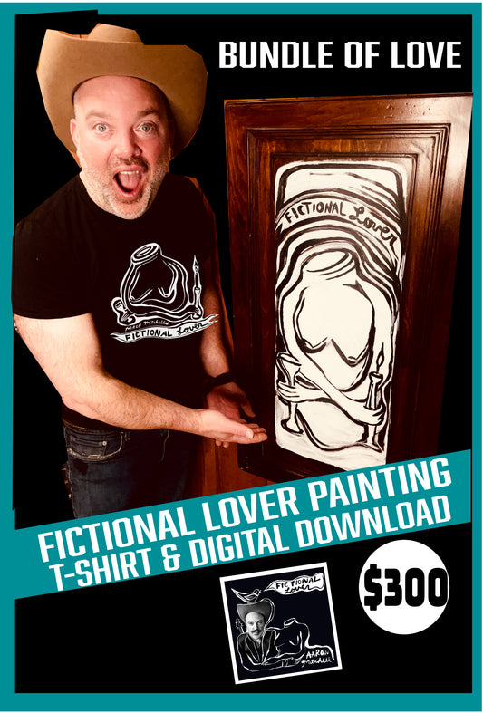 BUNDLE OF LOVE-- Large Fictional Lover Painting, Tee-Shirt & Digital Download